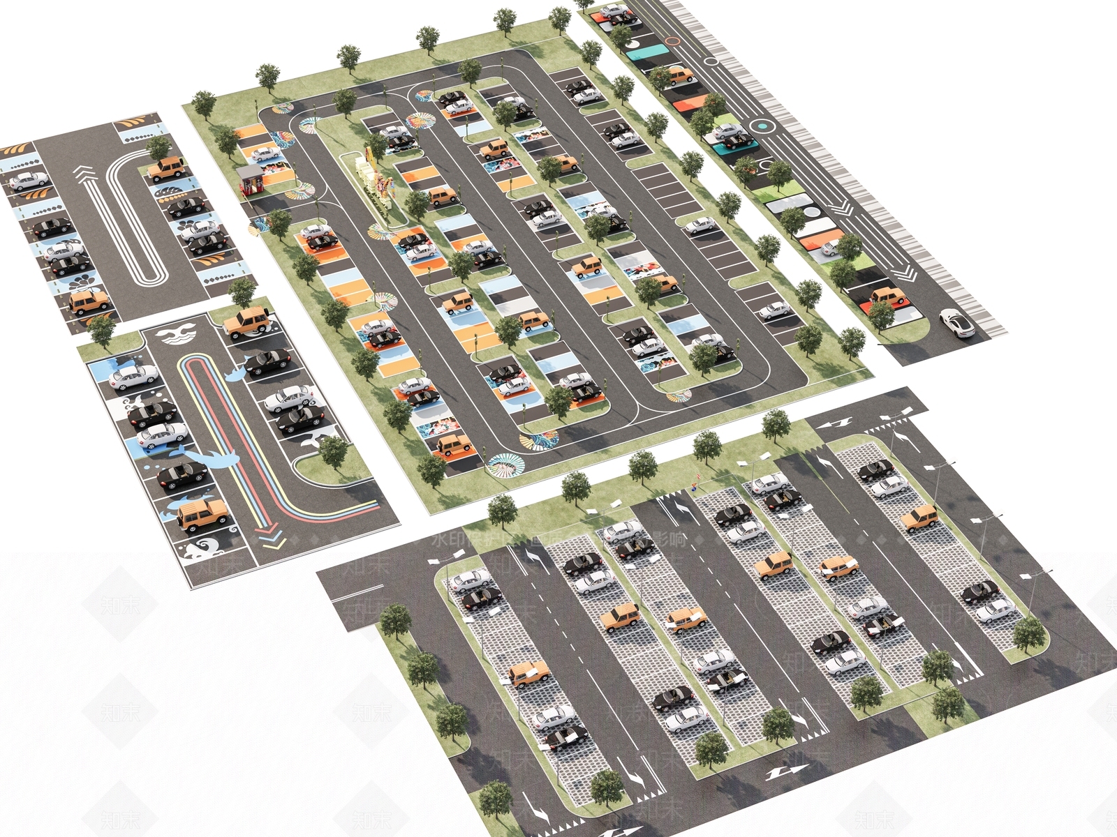 现代户外停车场3D模型下载【ID:1167238820】