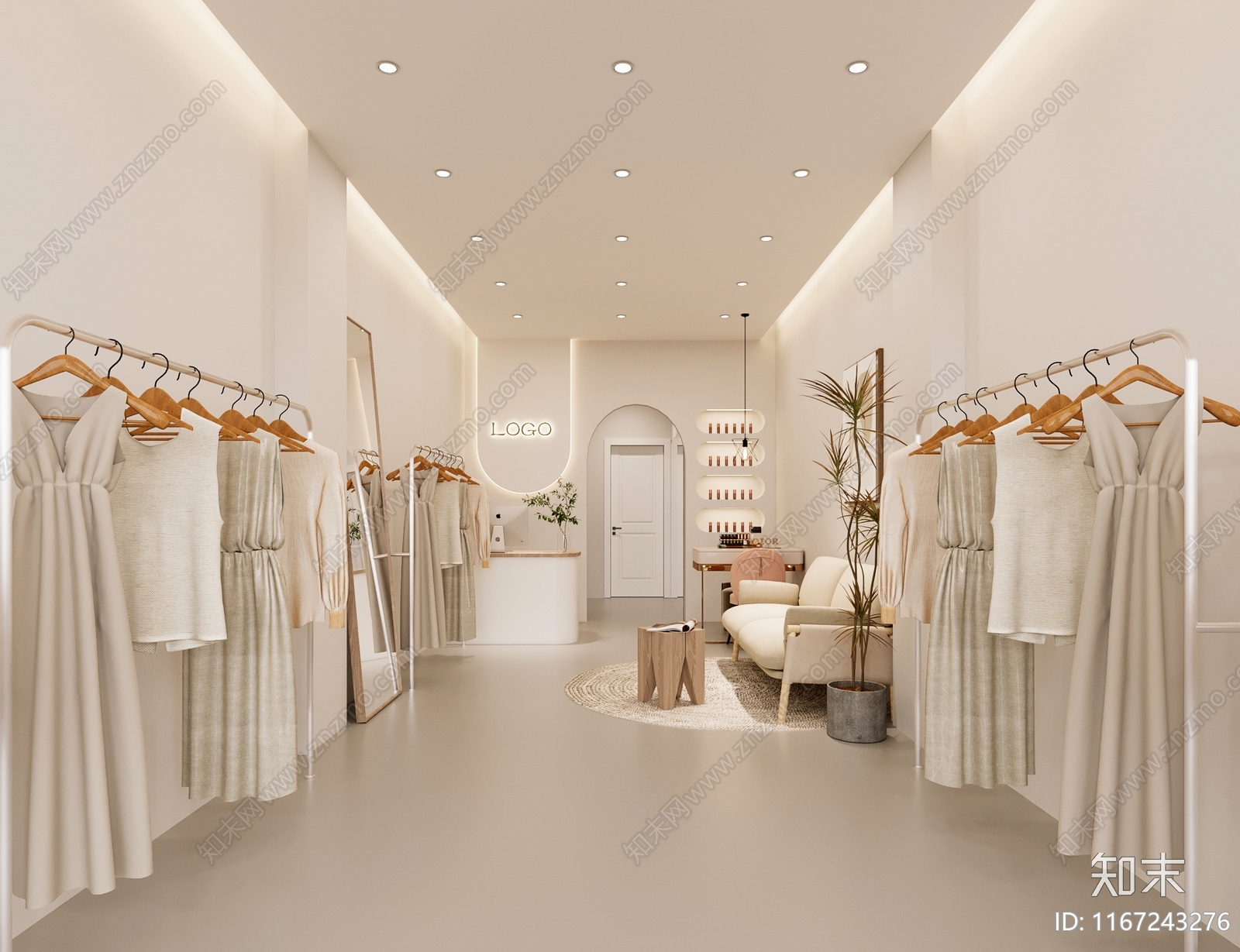 现代奶油服装店3D模型下载【ID:1167243276】