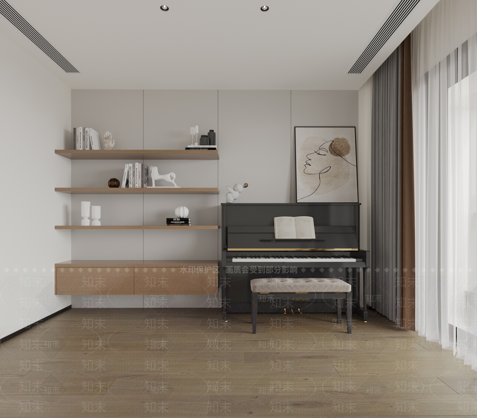 现代书柜3D模型下载【ID:1167250361】