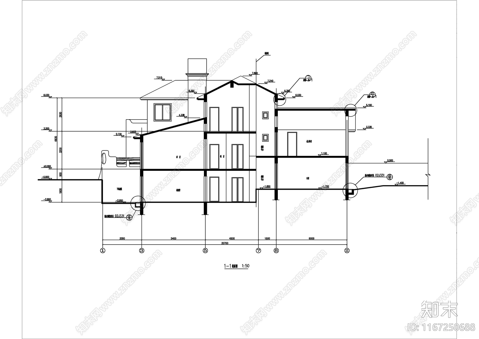 现代别墅建筑cad施工图下载【ID:1167250688】