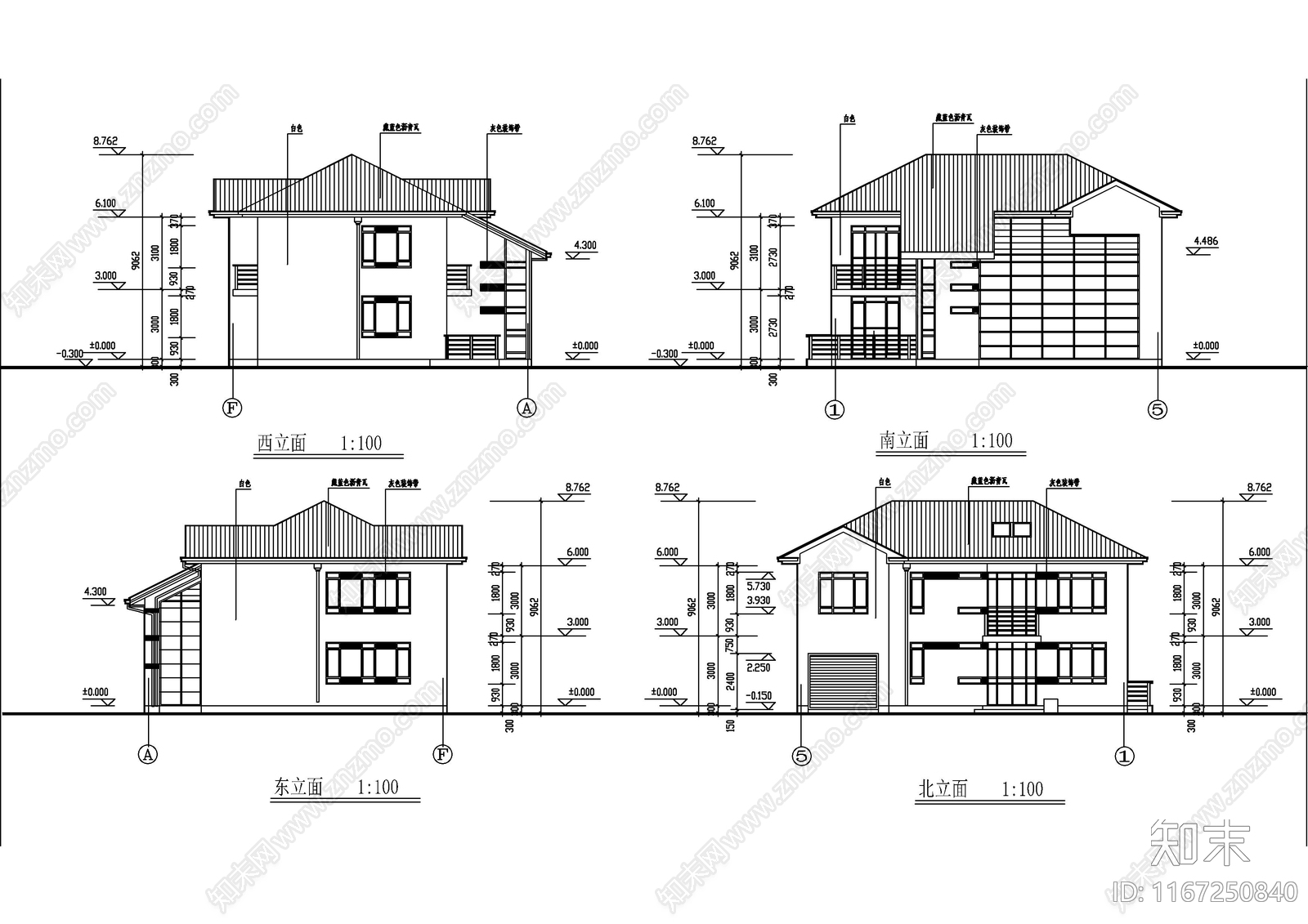 现代别墅建筑cad施工图下载【ID:1167250840】