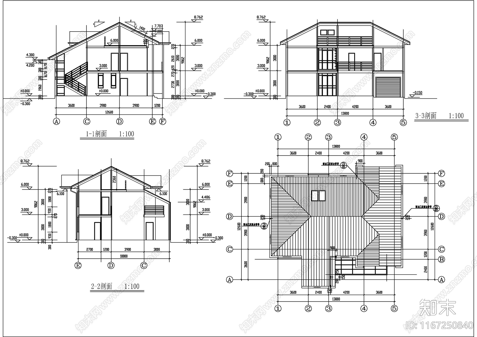 现代别墅建筑cad施工图下载【ID:1167250840】