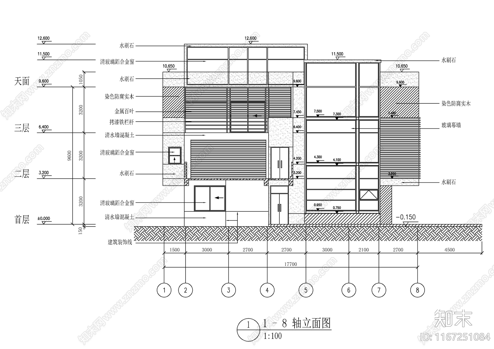 现代别墅建筑cad施工图下载【ID:1167251084】