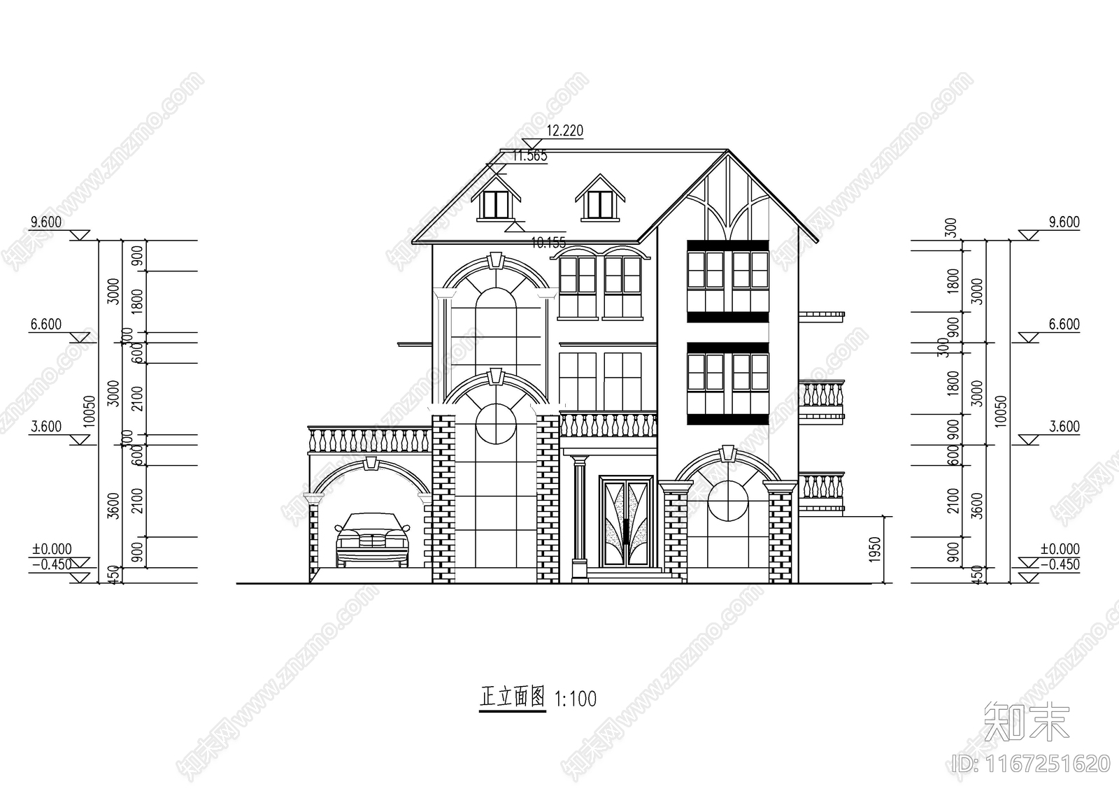 现代别墅建筑cad施工图下载【ID:1167251620】