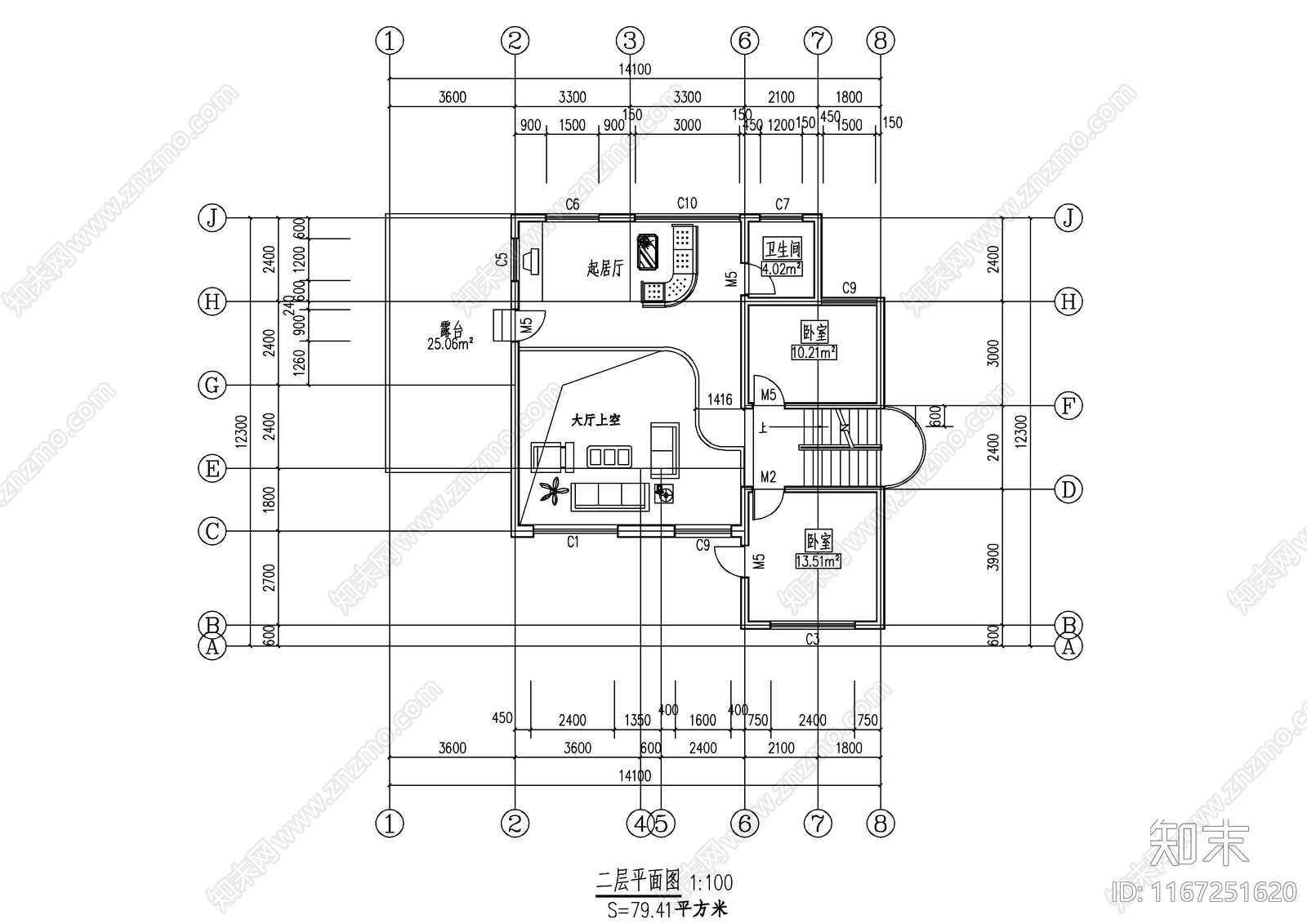 现代别墅建筑cad施工图下载【ID:1167251620】