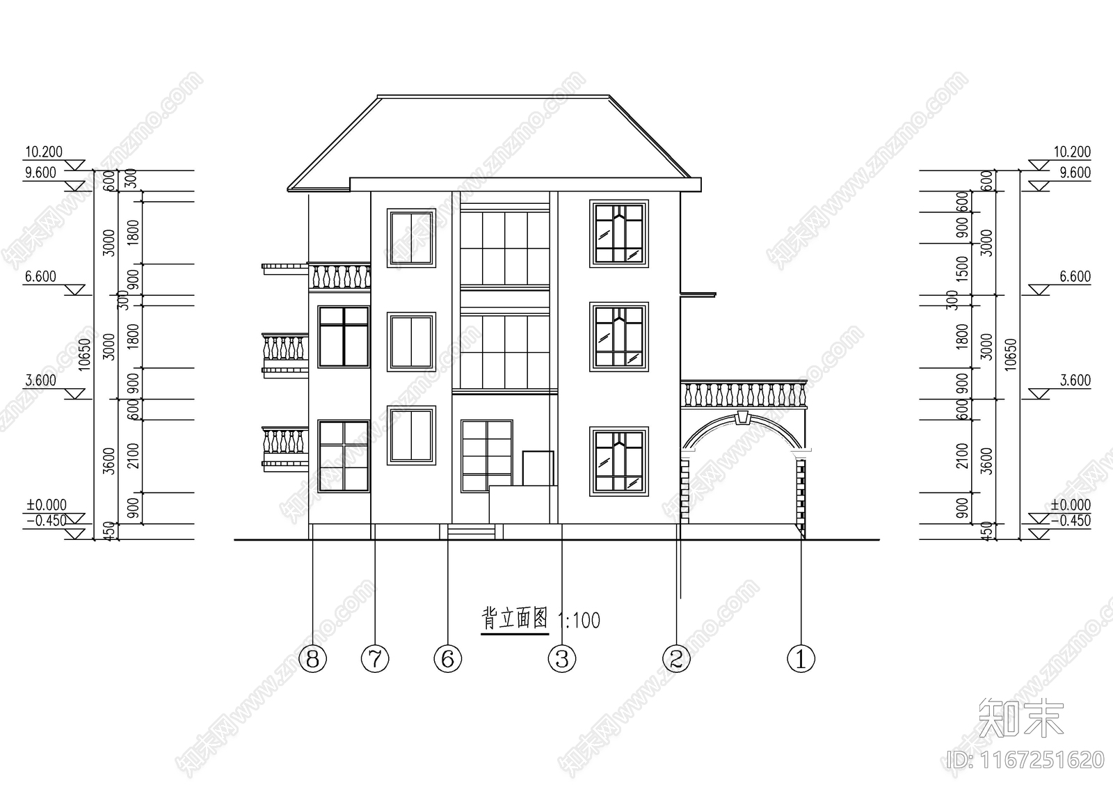 现代别墅建筑cad施工图下载【ID:1167251620】