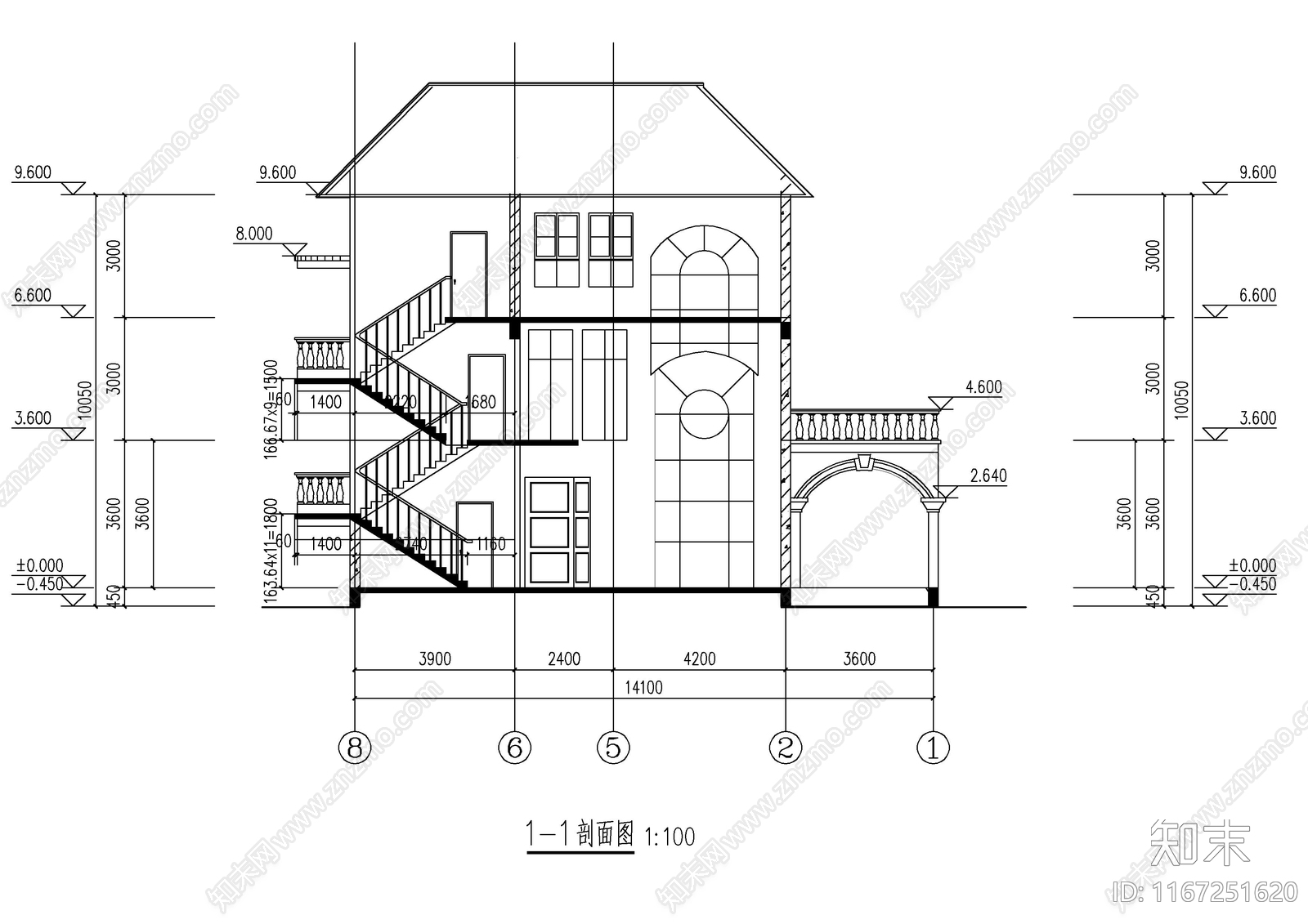 现代别墅建筑cad施工图下载【ID:1167251620】