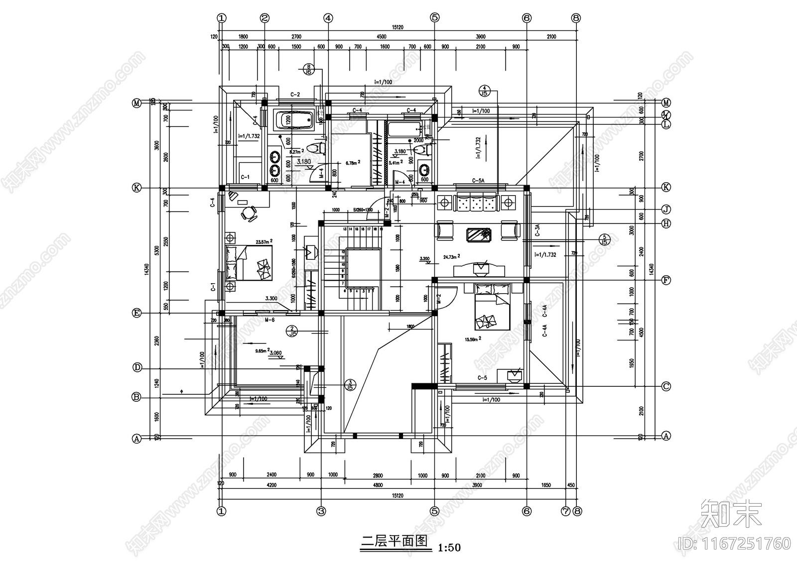 现代别墅建筑cad施工图下载【ID:1167251760】