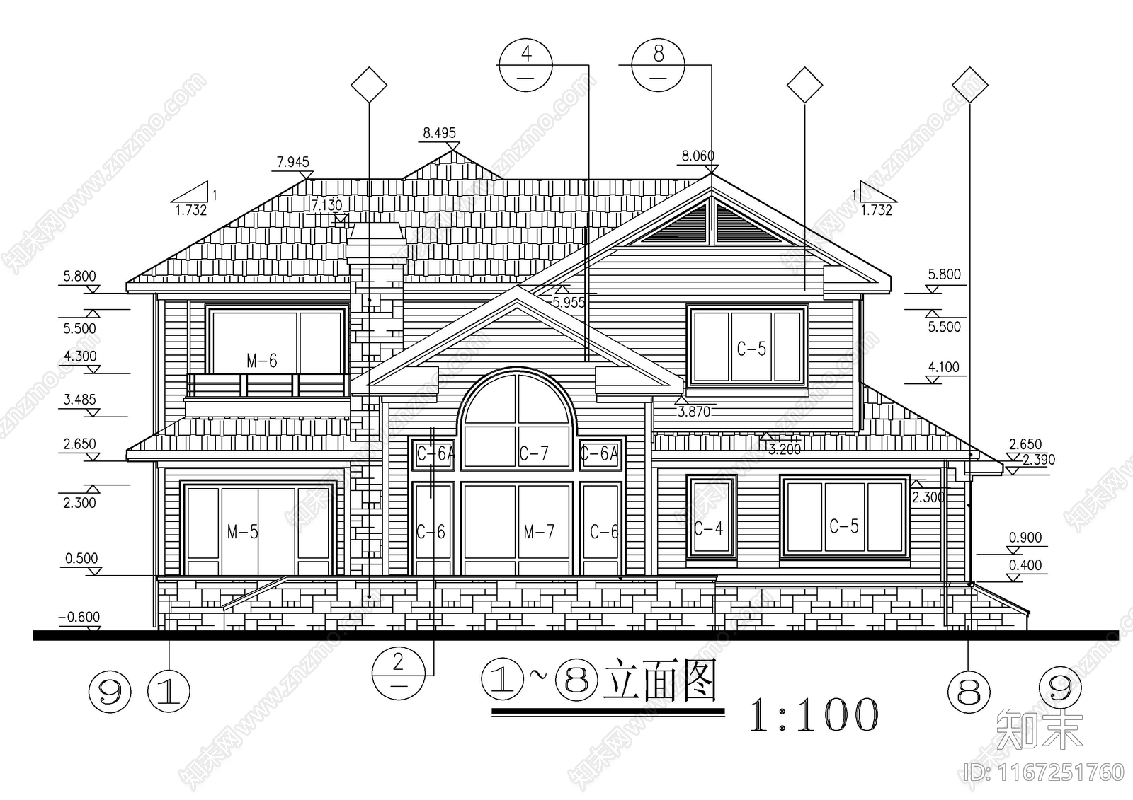 现代别墅建筑cad施工图下载【ID:1167251760】