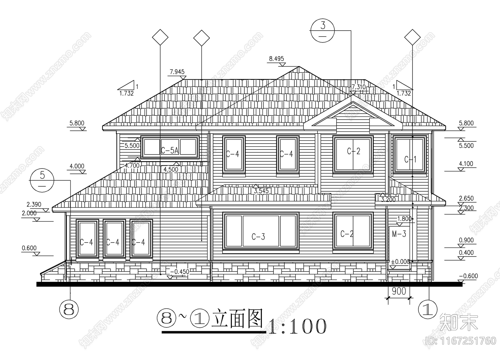 现代别墅建筑cad施工图下载【ID:1167251760】