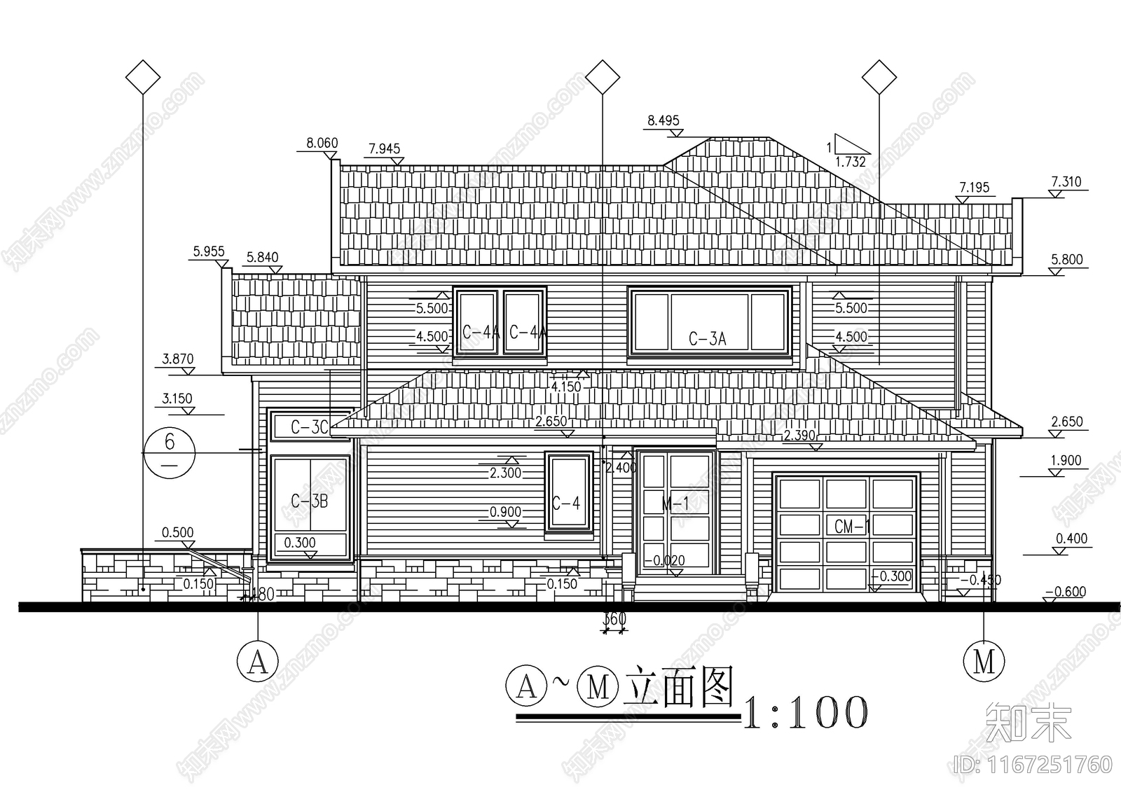 现代别墅建筑cad施工图下载【ID:1167251760】