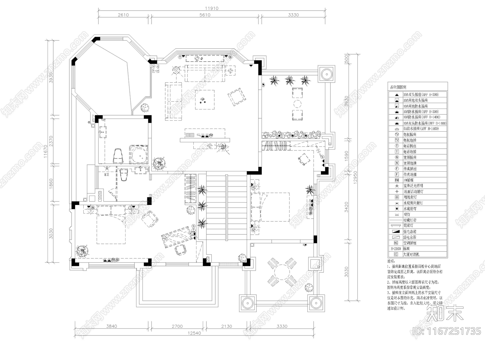 现代别墅建筑cad施工图下载【ID:1167251735】