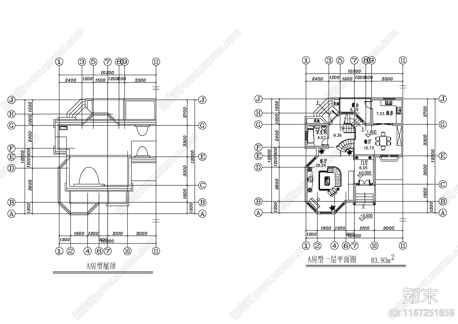 现代别墅建筑cad施工图下载【ID:1167251859】