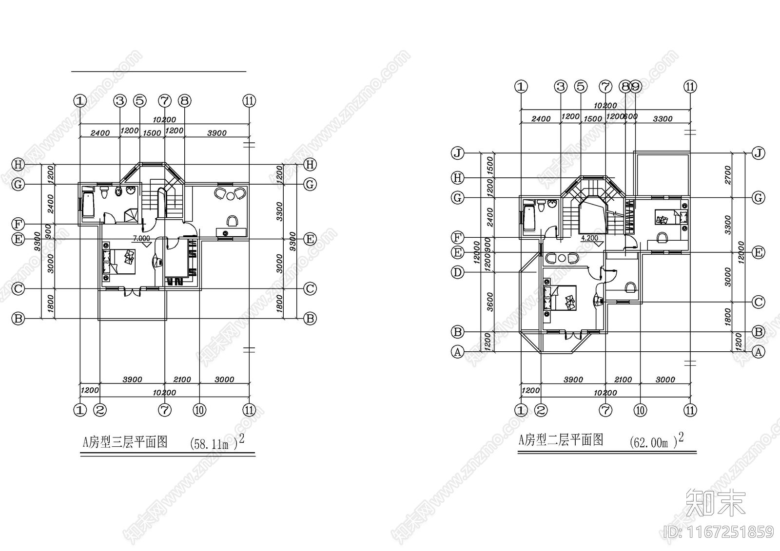 现代别墅建筑cad施工图下载【ID:1167251859】