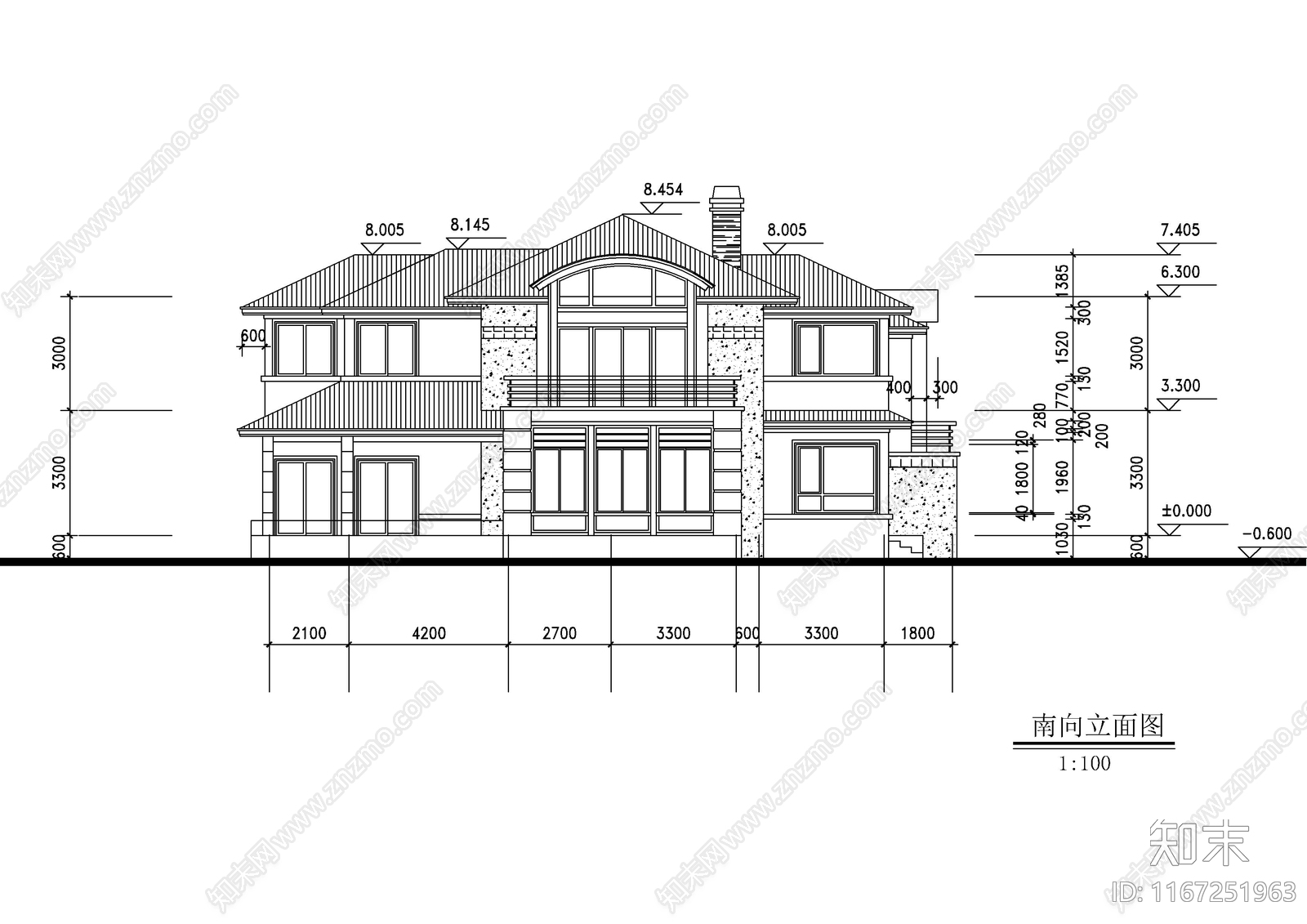 现代别墅建筑cad施工图下载【ID:1167251963】