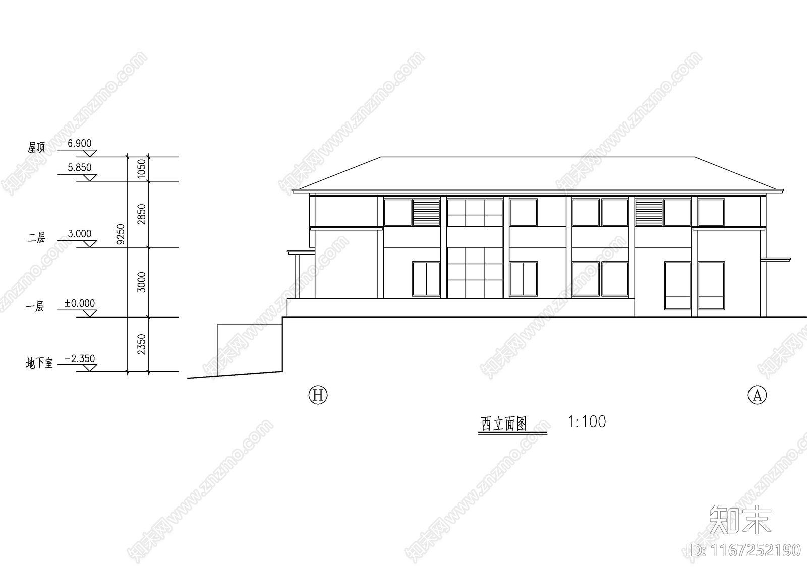 现代别墅建筑cad施工图下载【ID:1167252190】