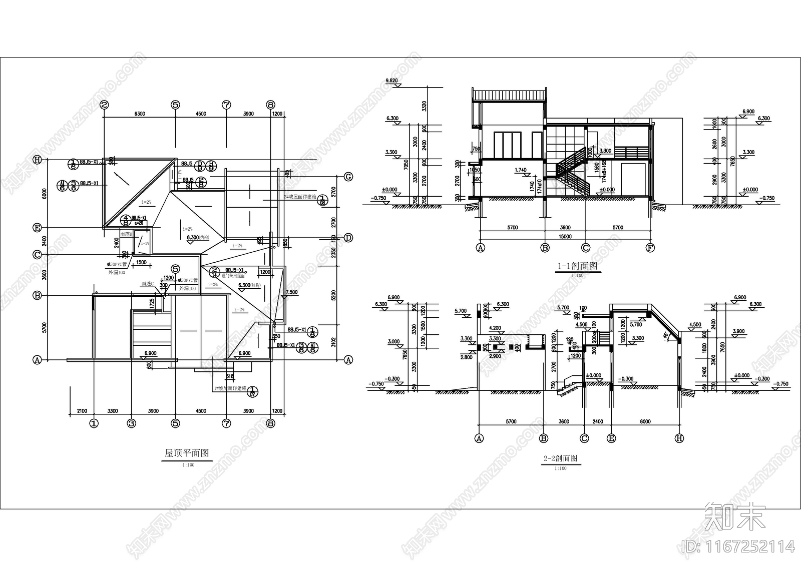 现代别墅建筑cad施工图下载【ID:1167252114】