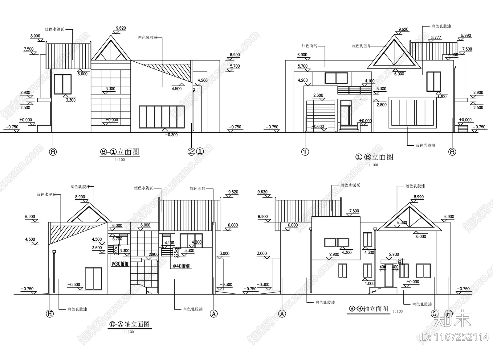 现代别墅建筑cad施工图下载【ID:1167252114】