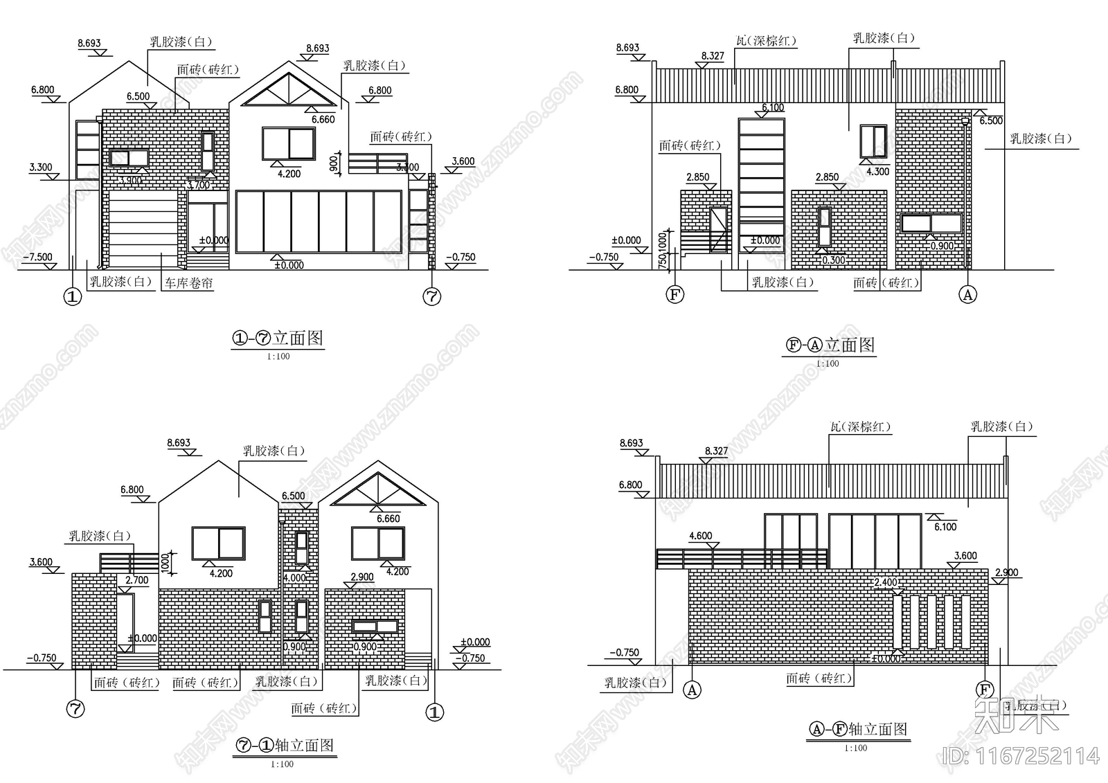 现代别墅建筑cad施工图下载【ID:1167252114】