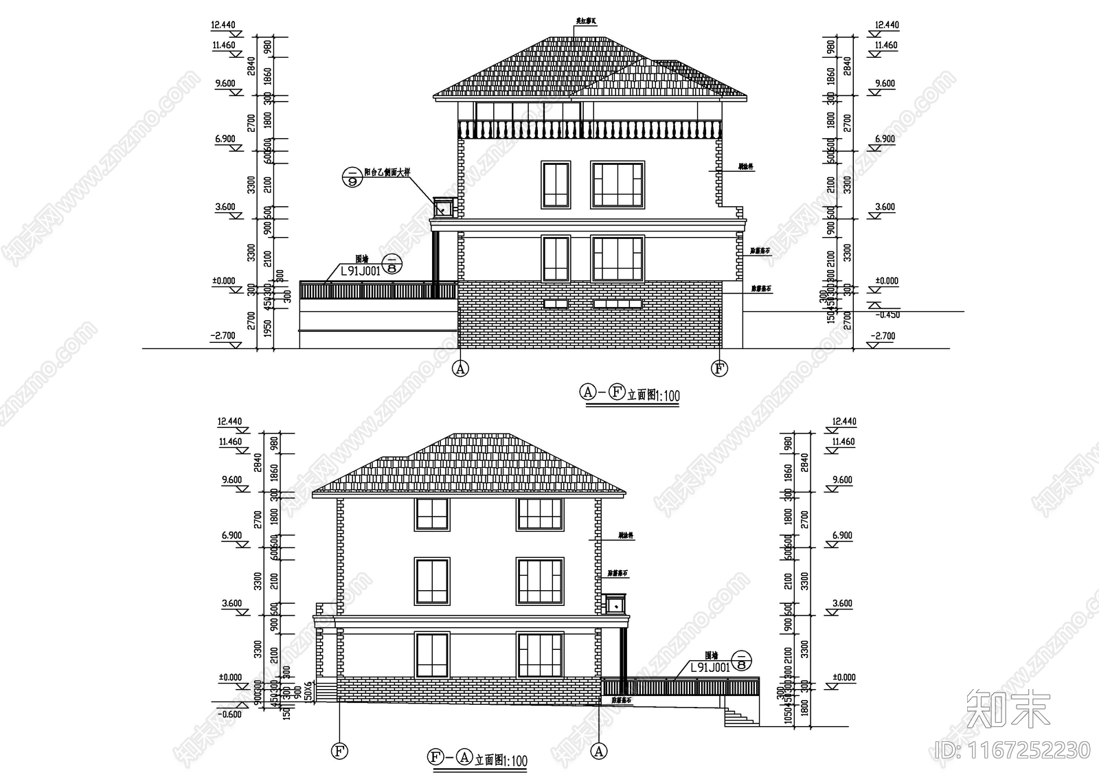 现代别墅建筑施工图下载【ID:1167252230】