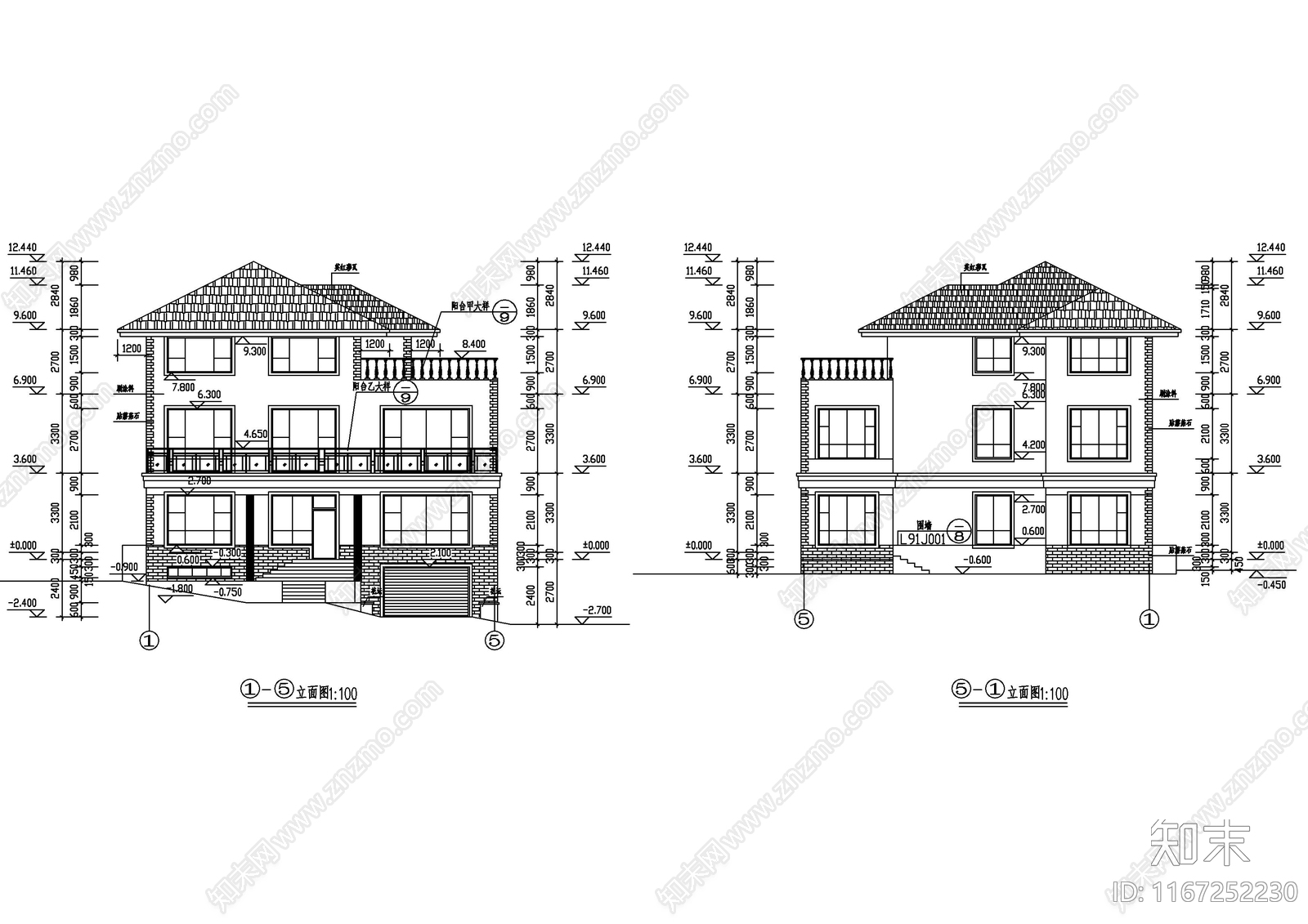 现代别墅建筑施工图下载【ID:1167252230】