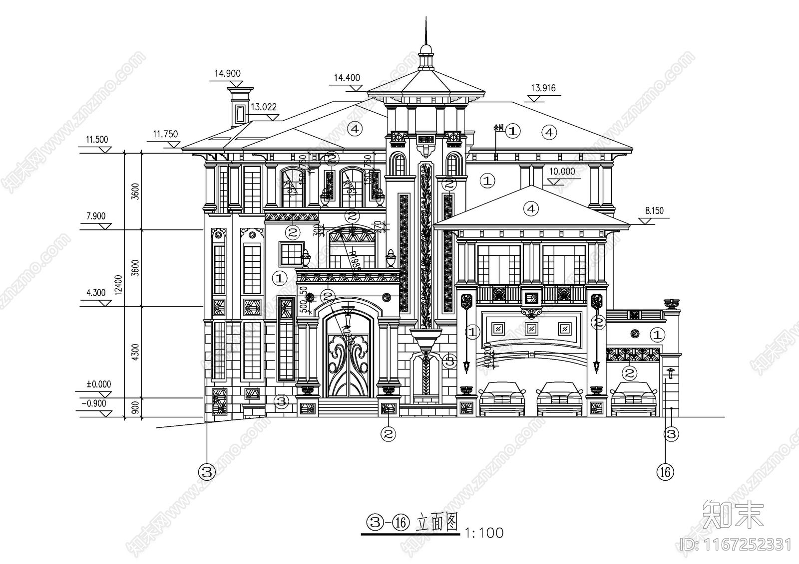 现代别墅建筑cad施工图下载【ID:1167252331】