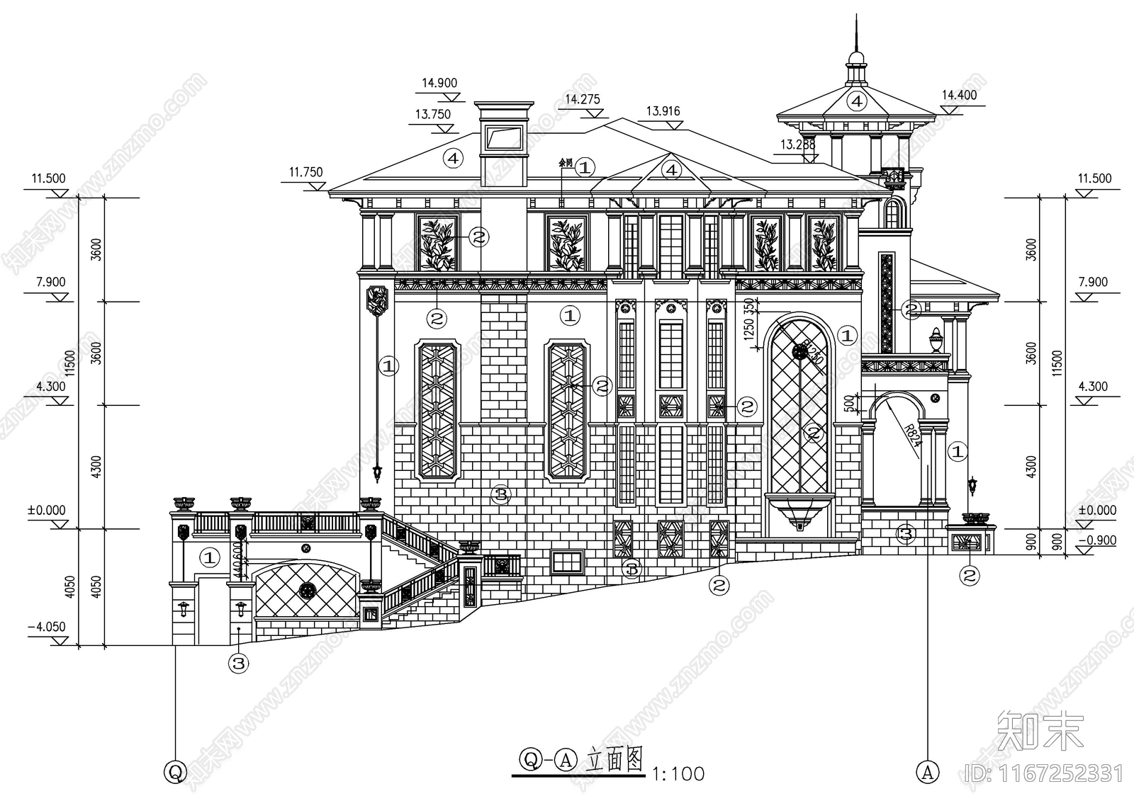 现代别墅建筑cad施工图下载【ID:1167252331】