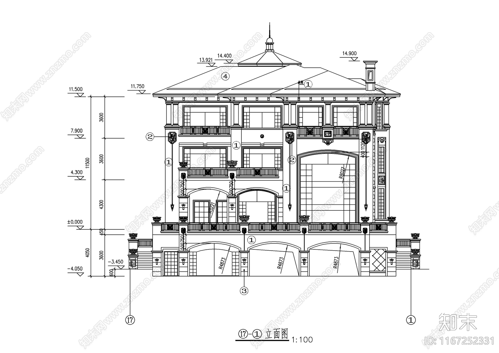 现代别墅建筑cad施工图下载【ID:1167252331】