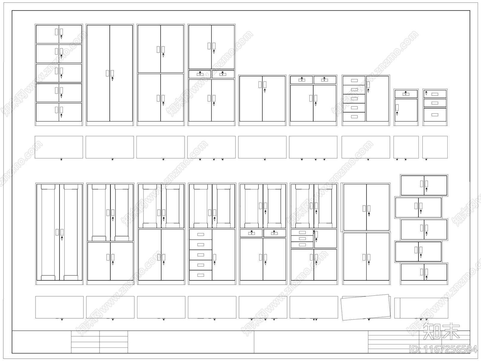 现代柜子cad施工图下载【ID:1167256584】