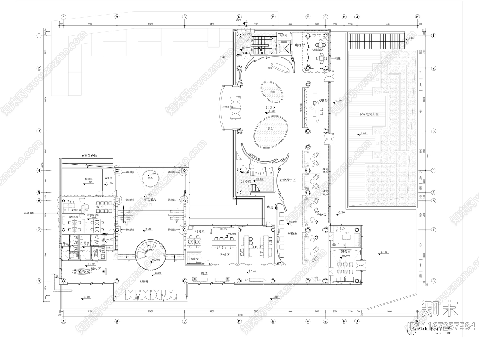 现代售楼处cad施工图下载【ID:1167257584】