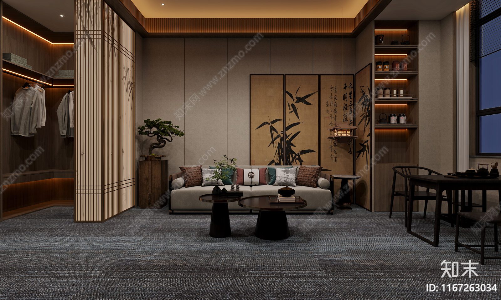 新中式复古酒店3D模型下载【ID:1167263034】