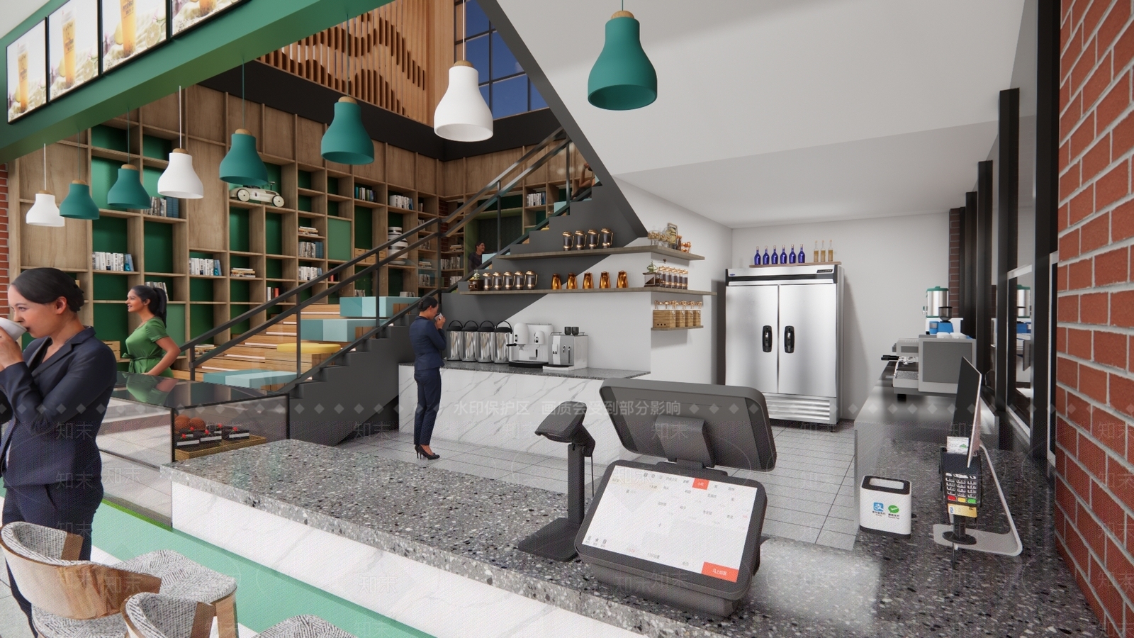 现代新中式奶茶店SU模型下载【ID:1167266933】