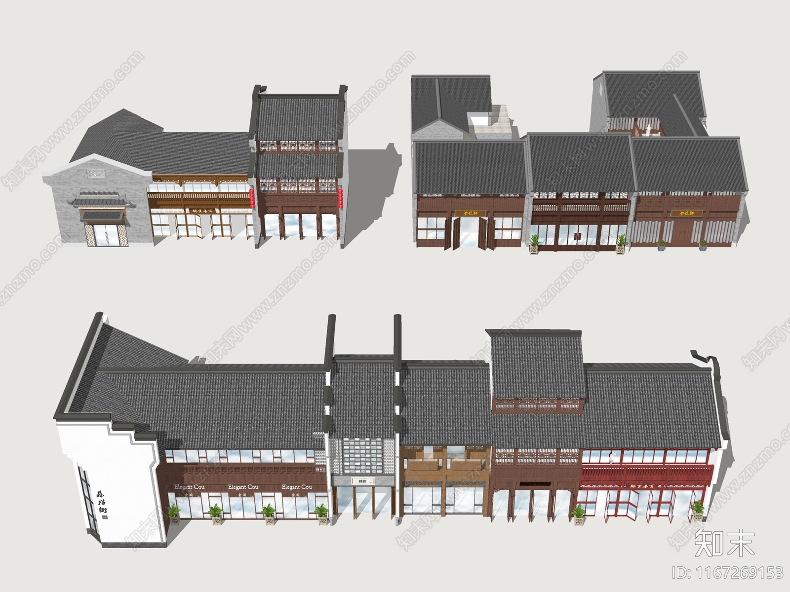 新中式商业街SU模型下载【ID:1167269153】