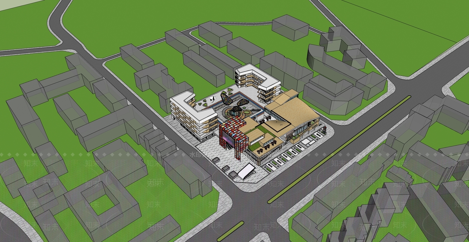 现代其他商业建筑SU模型下载【ID:1167270690】