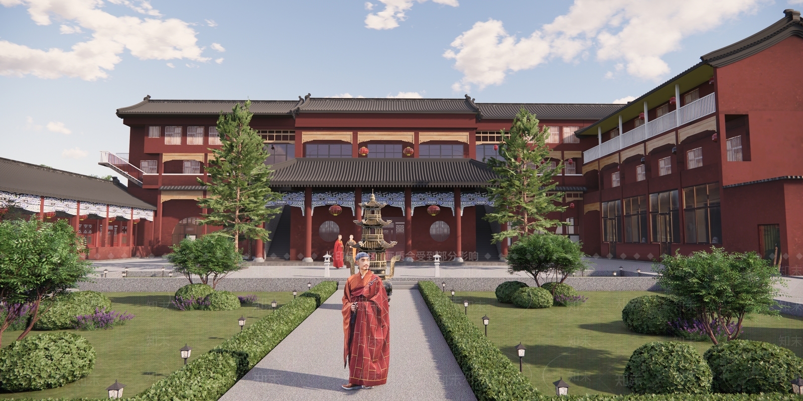 中式寺庙建筑SU模型下载【ID:1167272138】