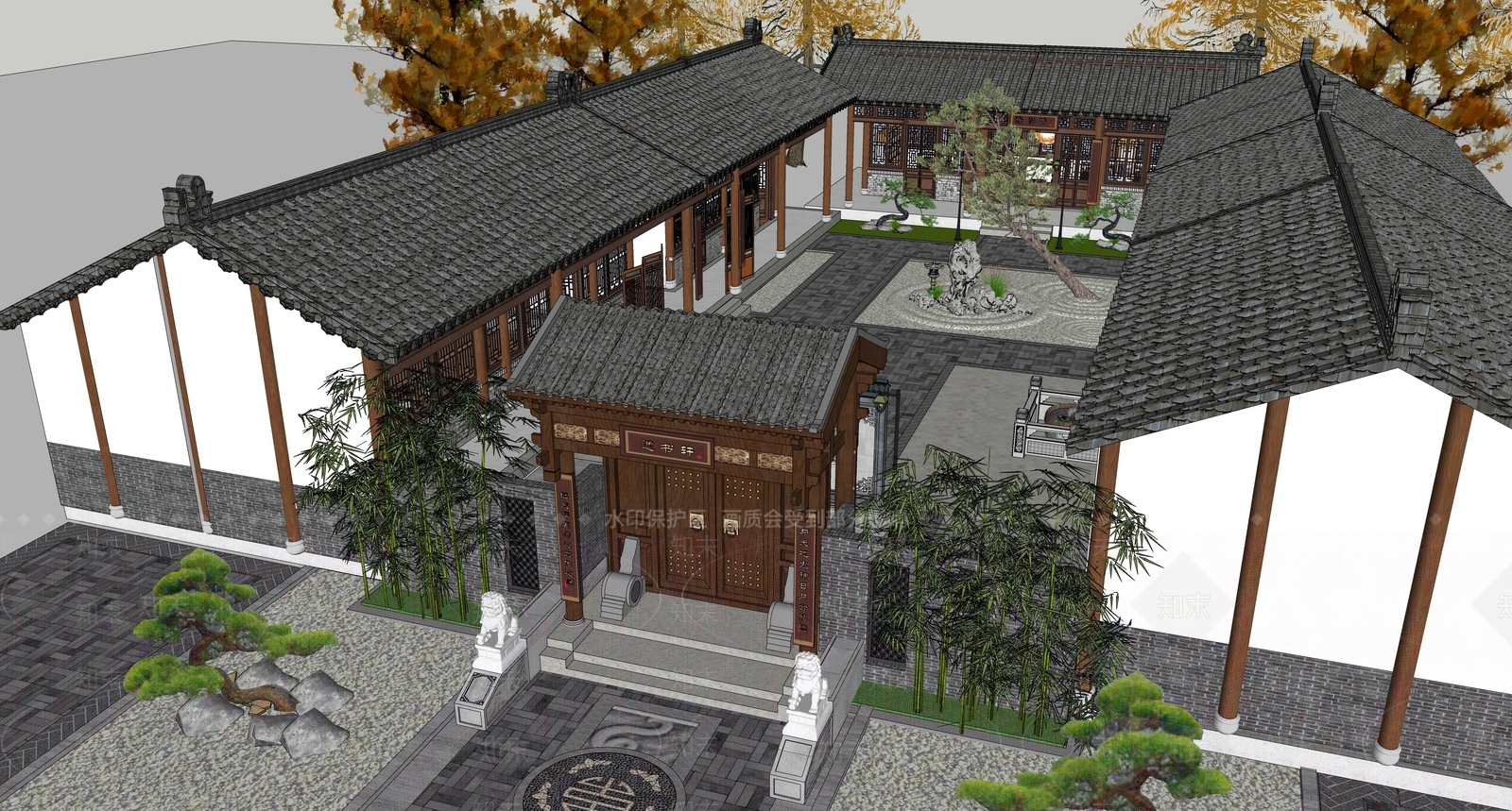 新中式乡村民房SU模型下载【ID:1167273441】