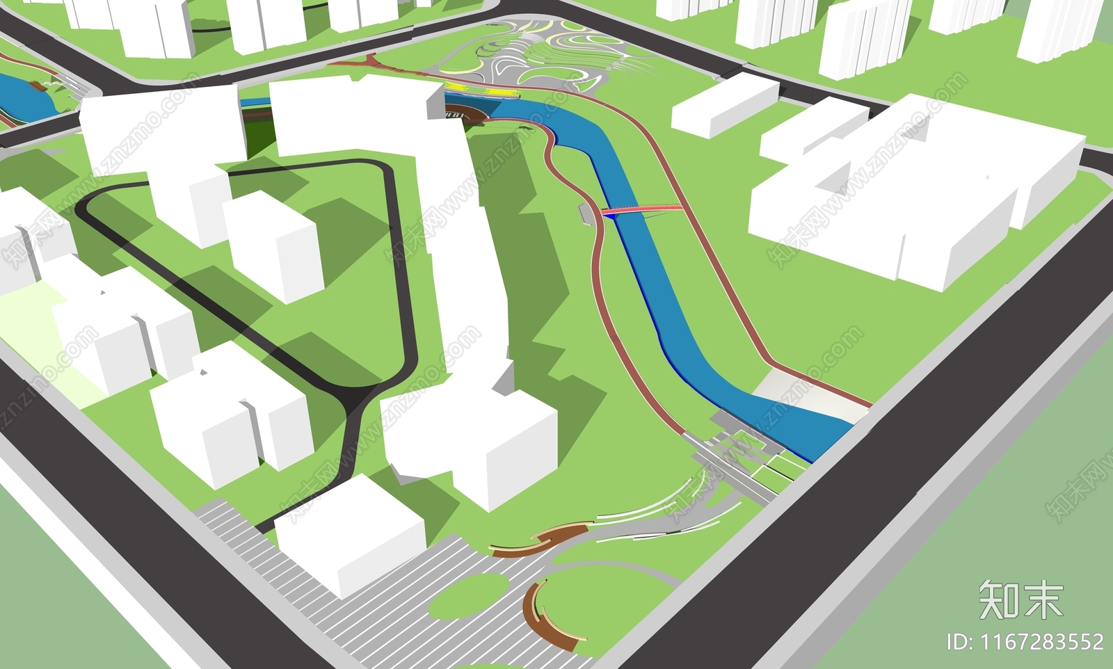 现代滨水景观SU模型下载【ID:1167283552】