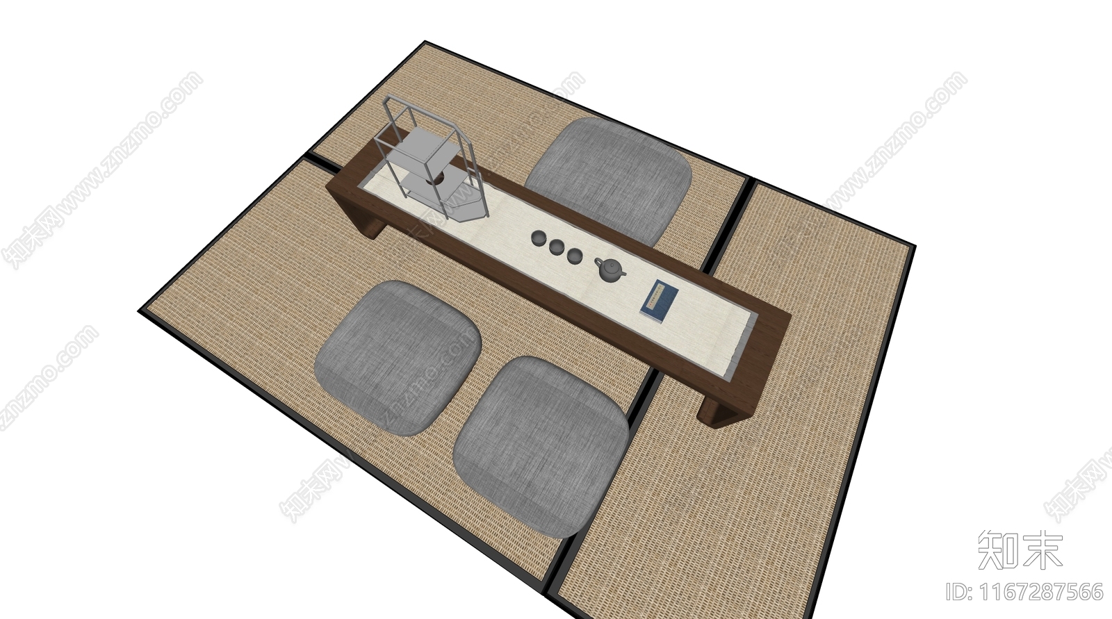 现代新中式茶桌椅SU模型下载【ID:1167287566】