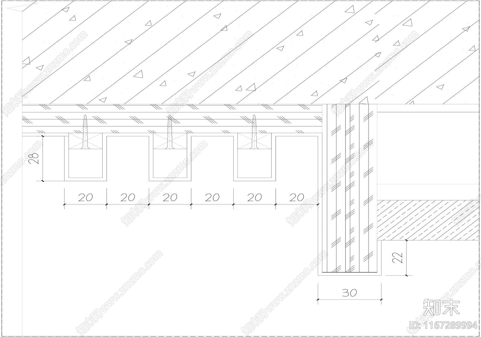 现代墙面节点cad施工图下载【ID:1167289994】