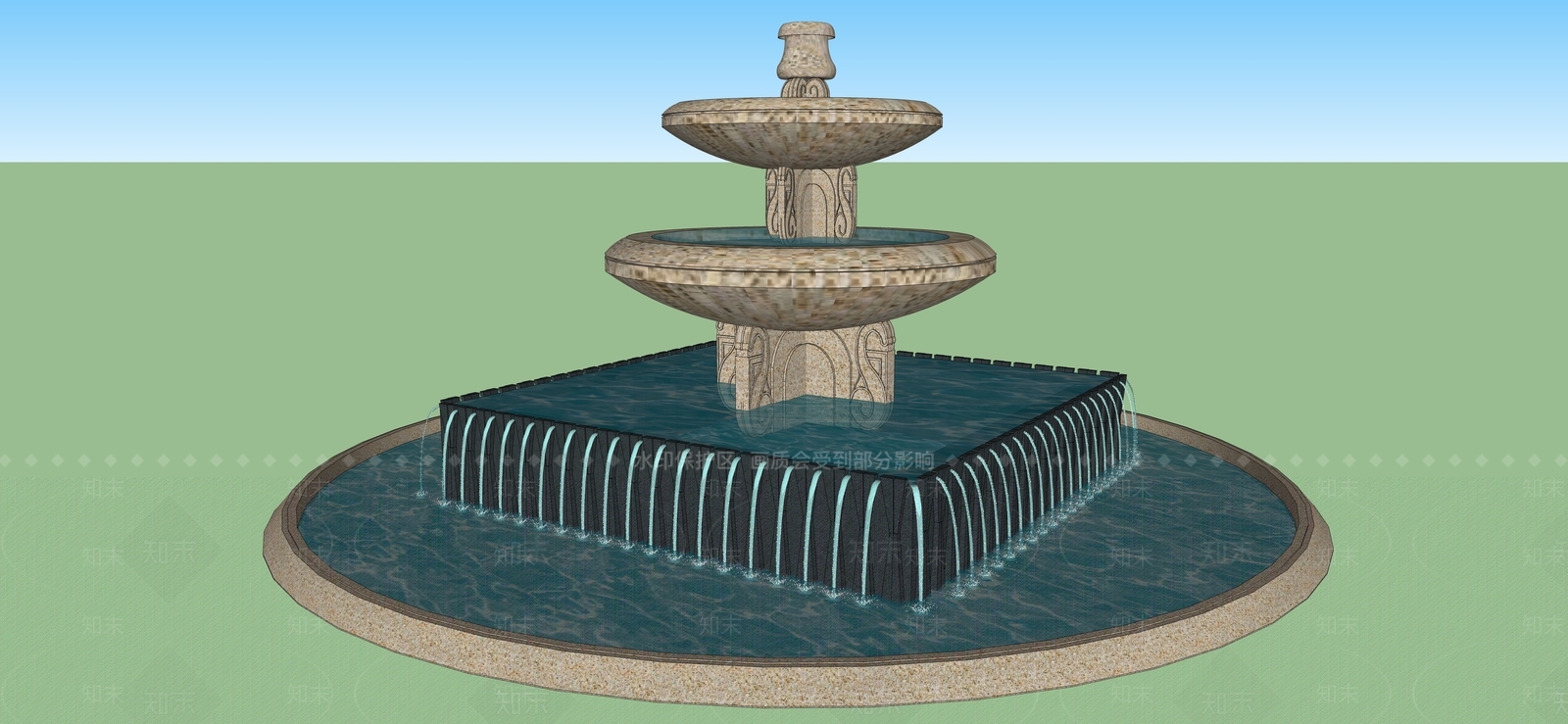 欧式喷泉SU模型下载【ID:1167289972】