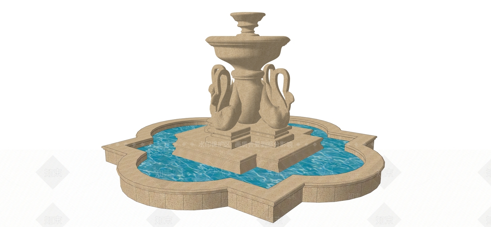 欧式喷泉SU模型下载【ID:1167290199】