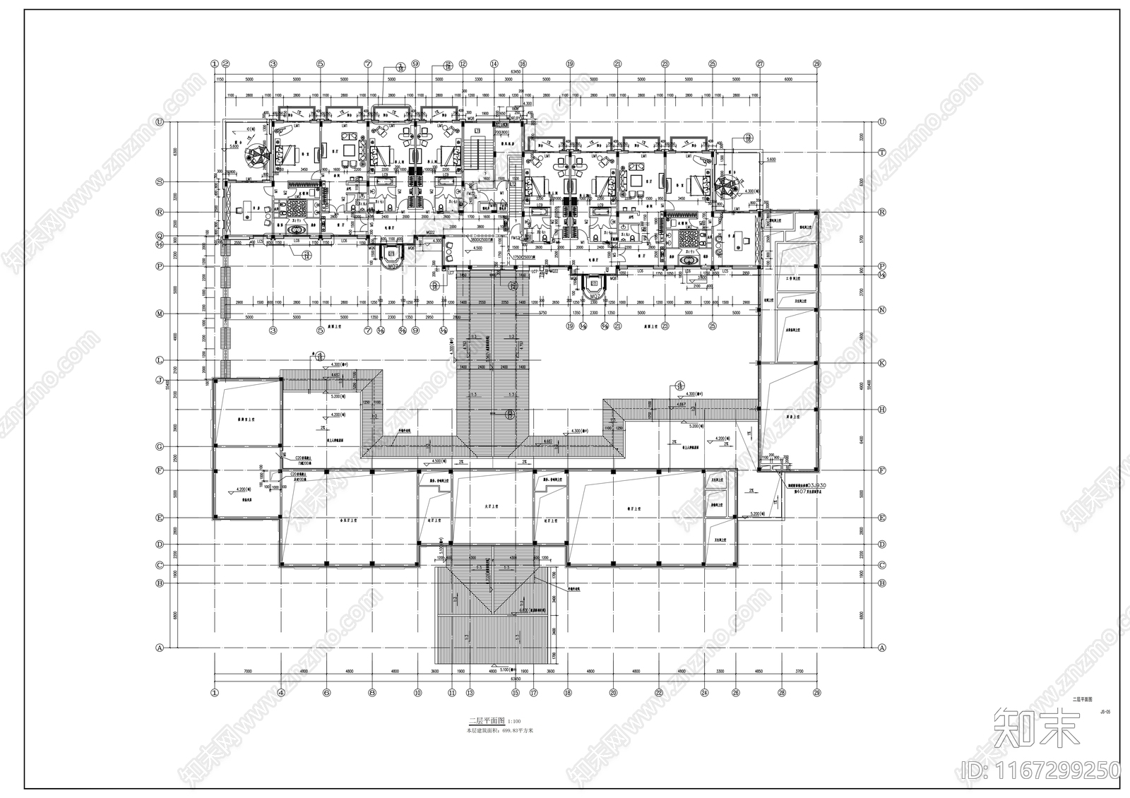 现代中式酒店建筑施工图下载【ID:1167299250】