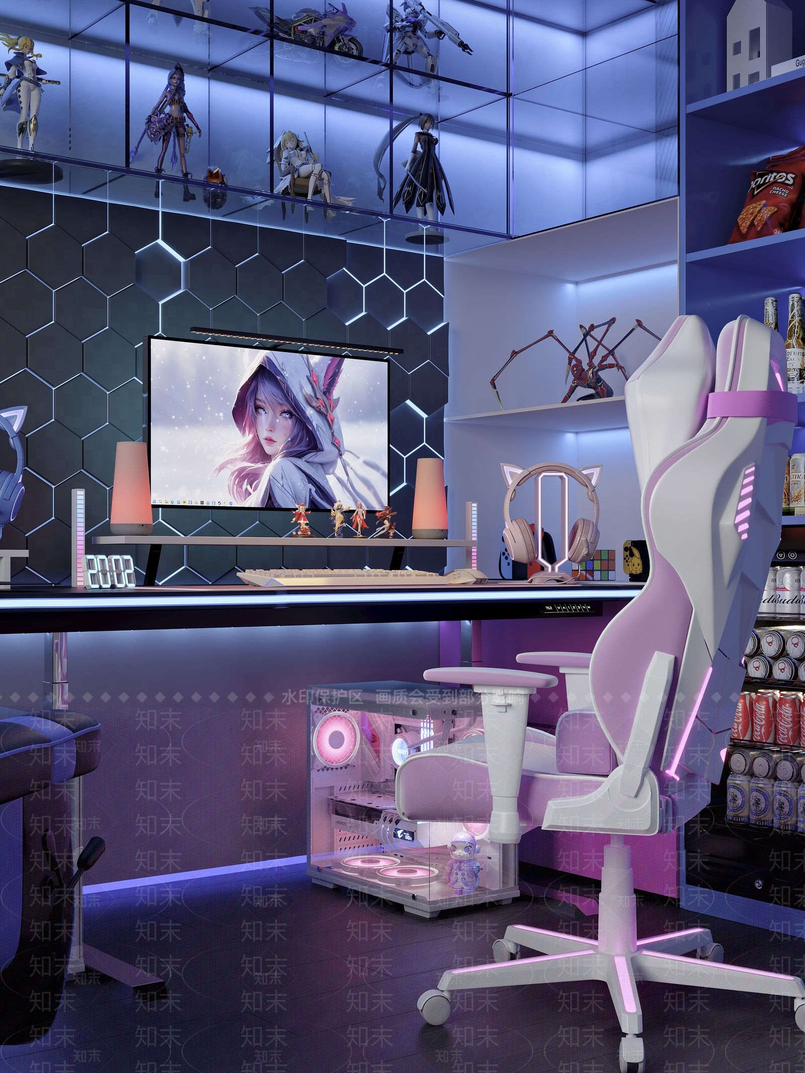 透明玻璃手办展示柜置物架3D模型下载【ID:1227550974】