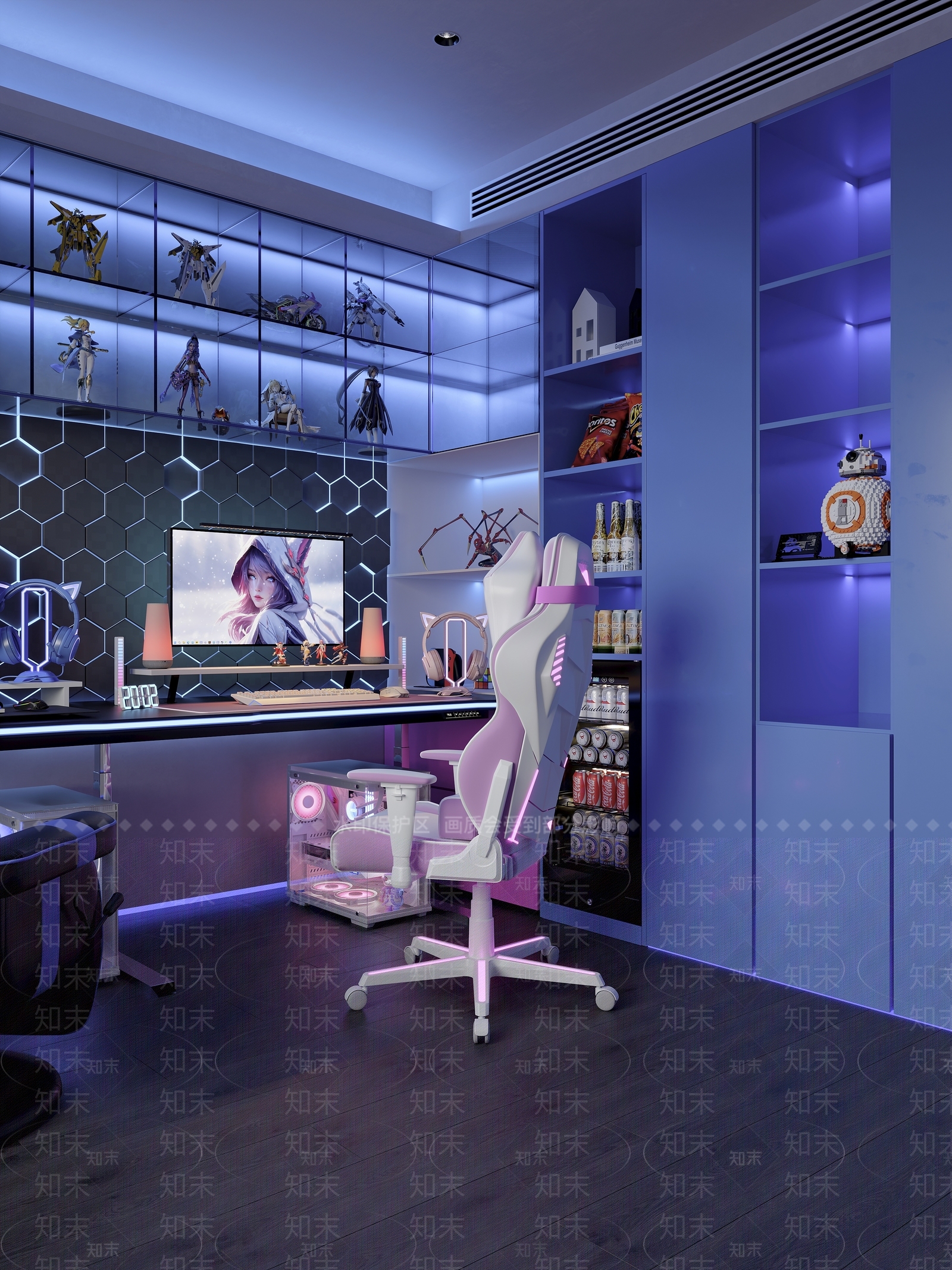透明玻璃手办展示柜置物架3D模型下载【ID:1227550974】