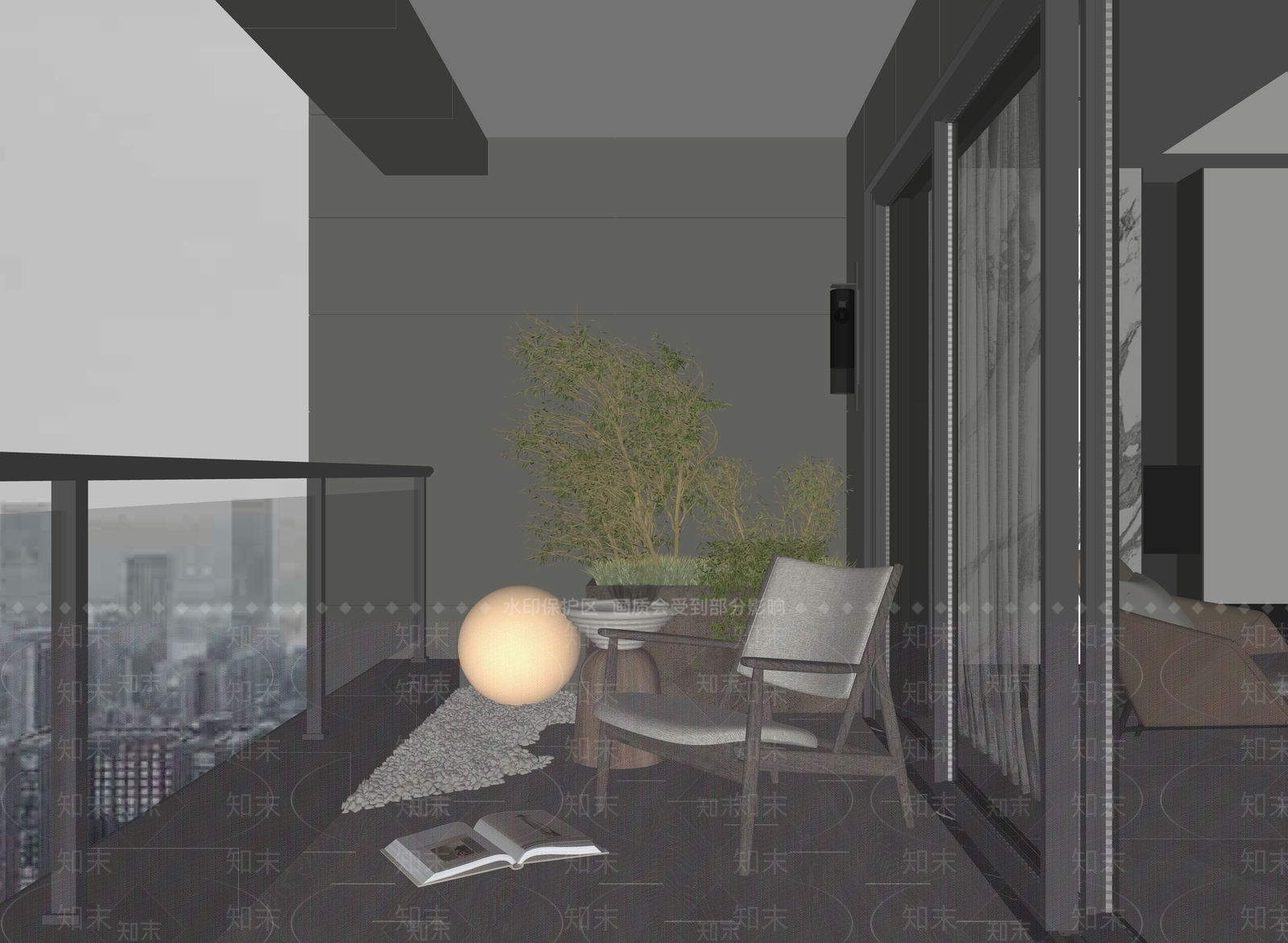 现代家居阳台SU模型下载【ID:1167306744】