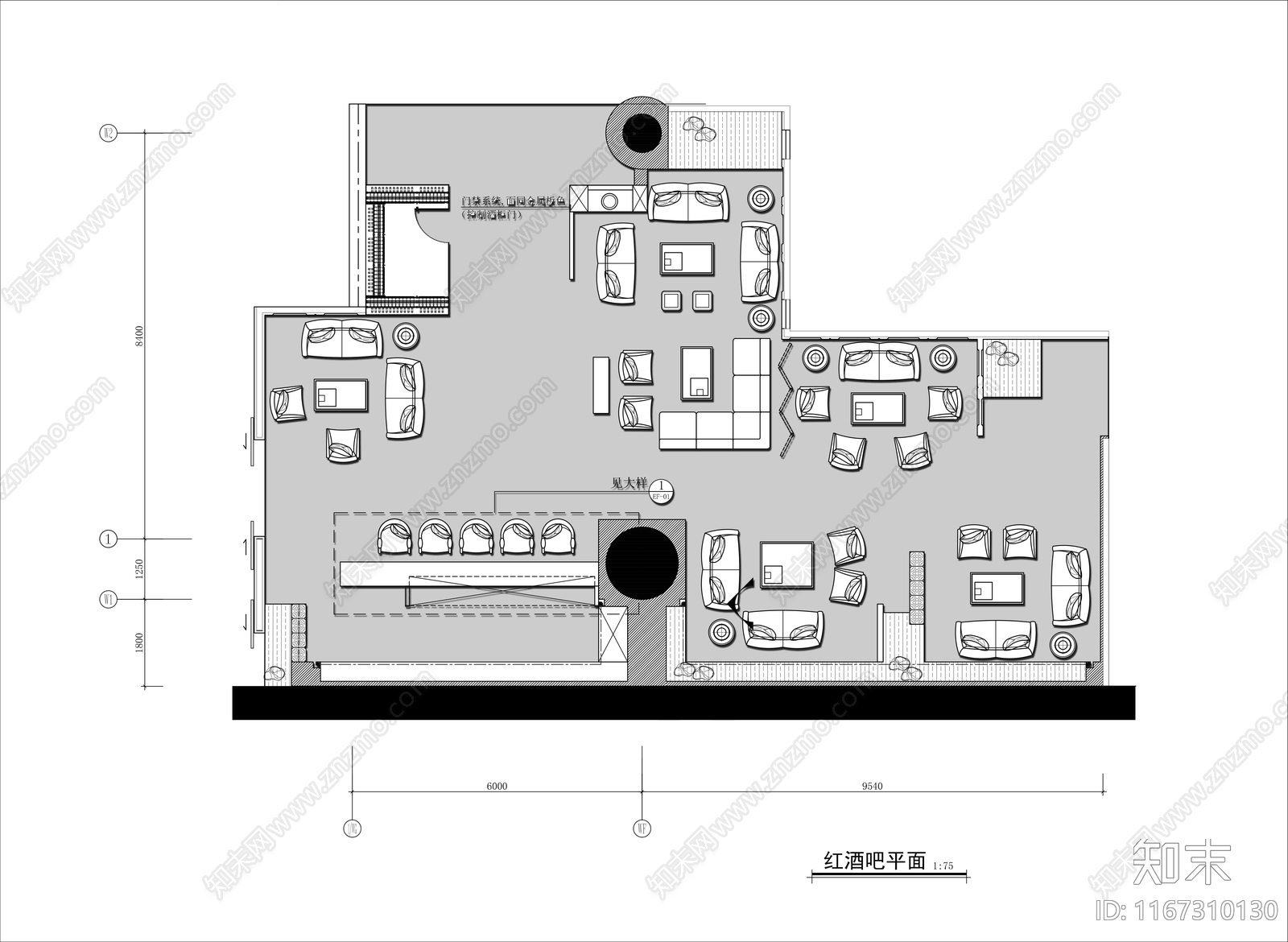 现代美式酒吧cad施工图下载【ID:1167310130】