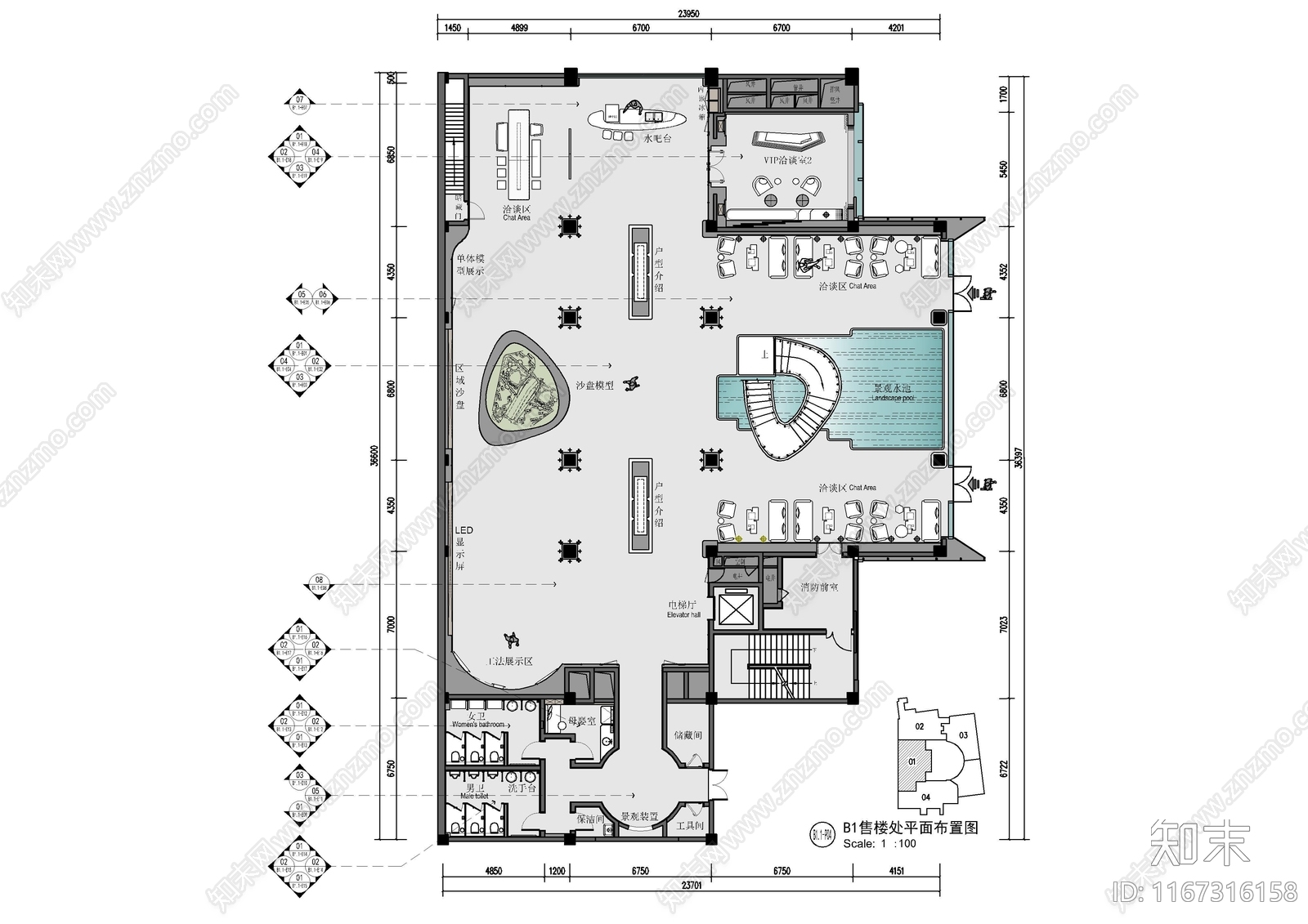 现代售楼处cad施工图下载【ID:1167316158】