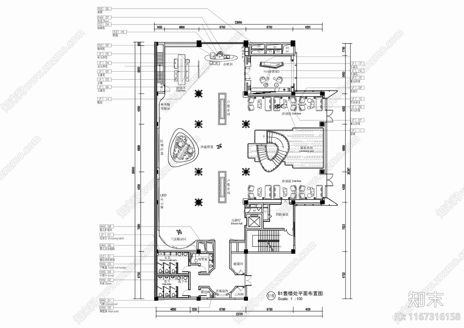 现代售楼处cad施工图下载【ID:1167316158】