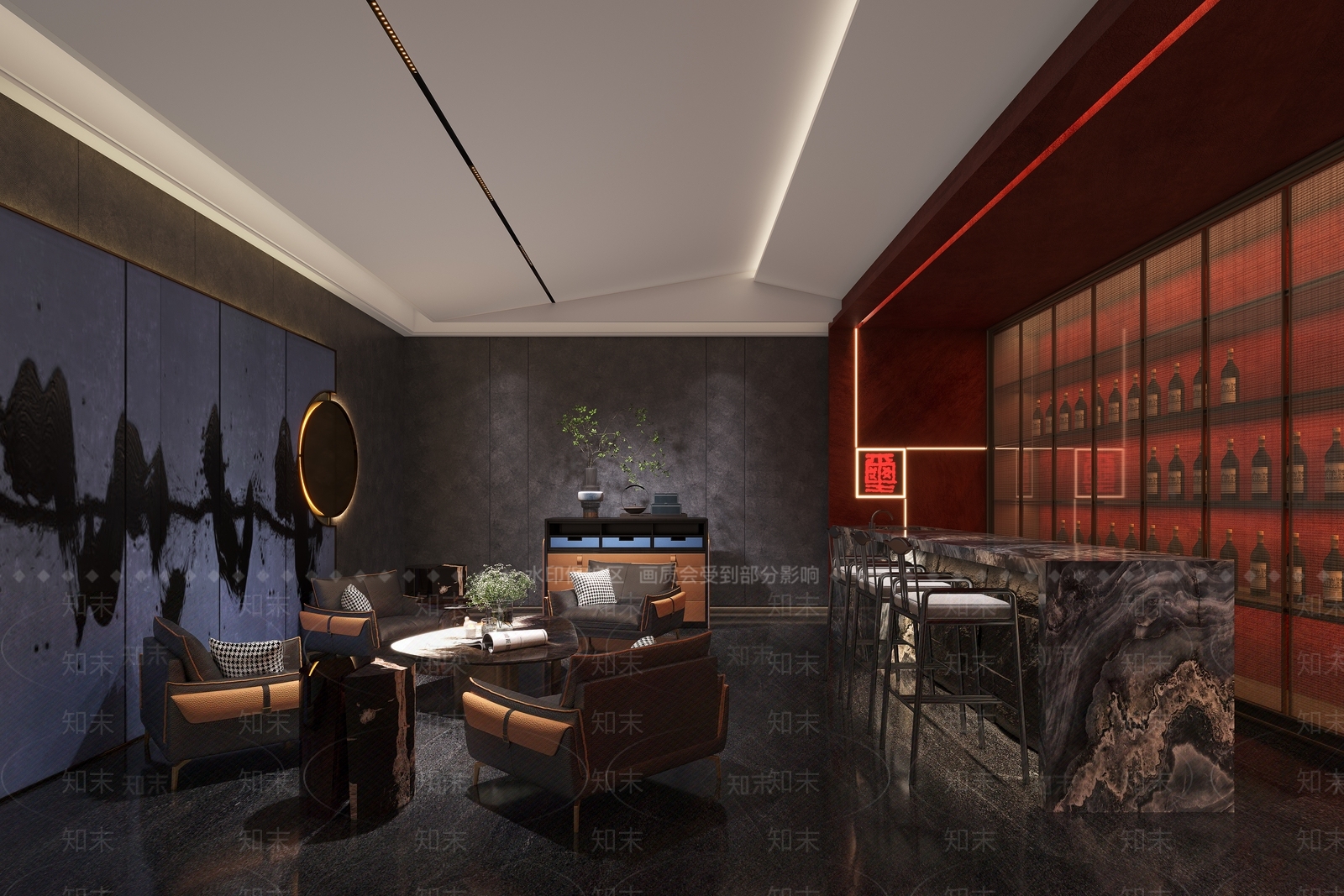 新中式中式休息区3D模型下载【ID:1167318506】