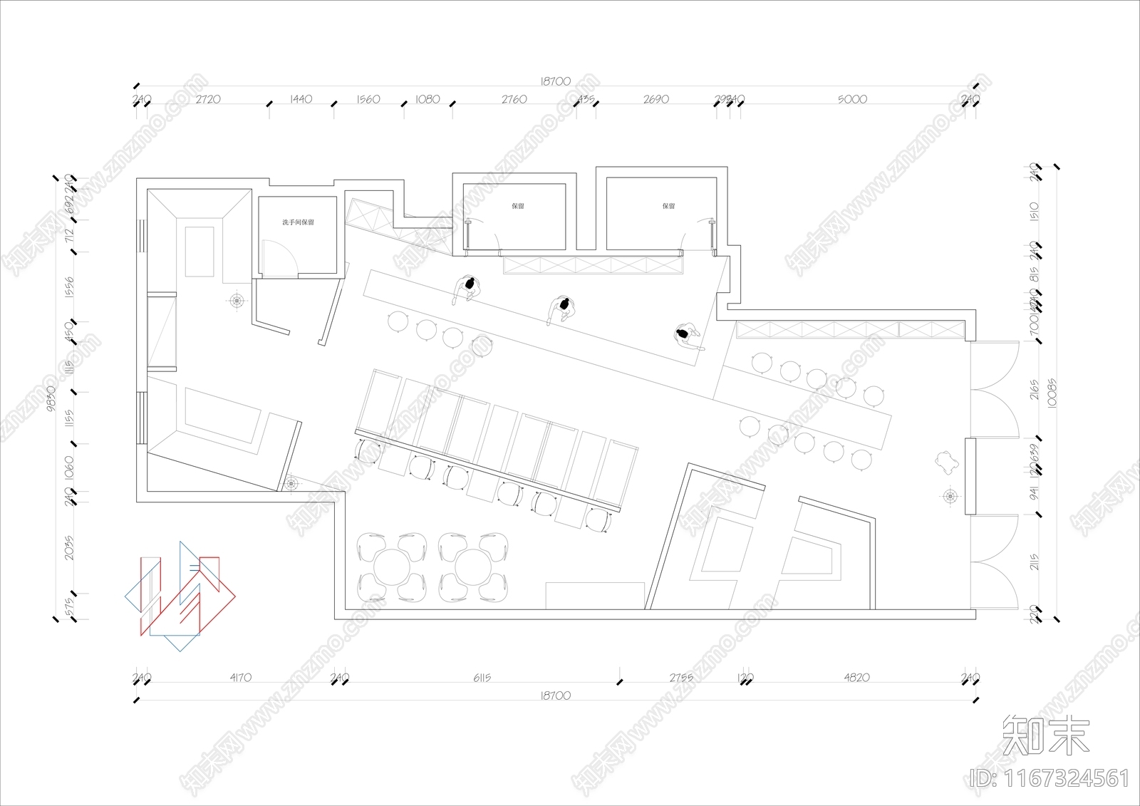 现代工装平面图施工图下载【ID:1167324561】